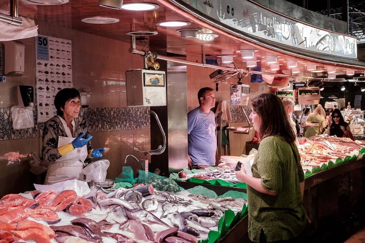 Una peixeteria del Mercat de la Boqueria de Barcelona.