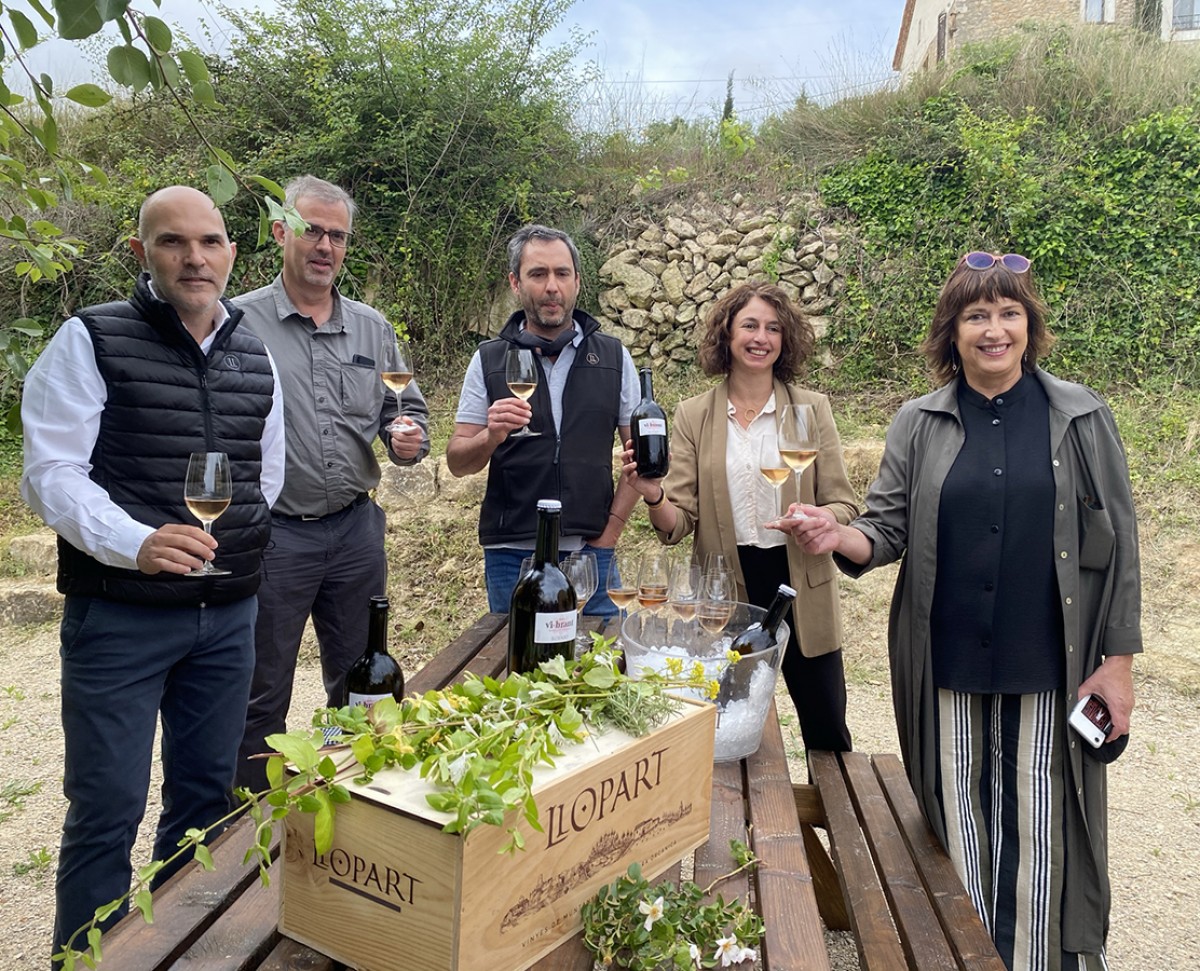 Presentació del vi-brant amb Jordi Bort (esquerra) i els germans Llopart
