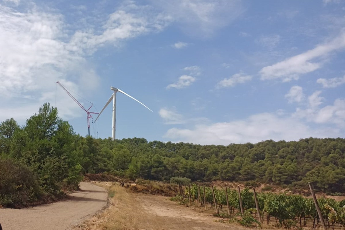 Molí en construcció a tocar de les vinyes de Bernavi