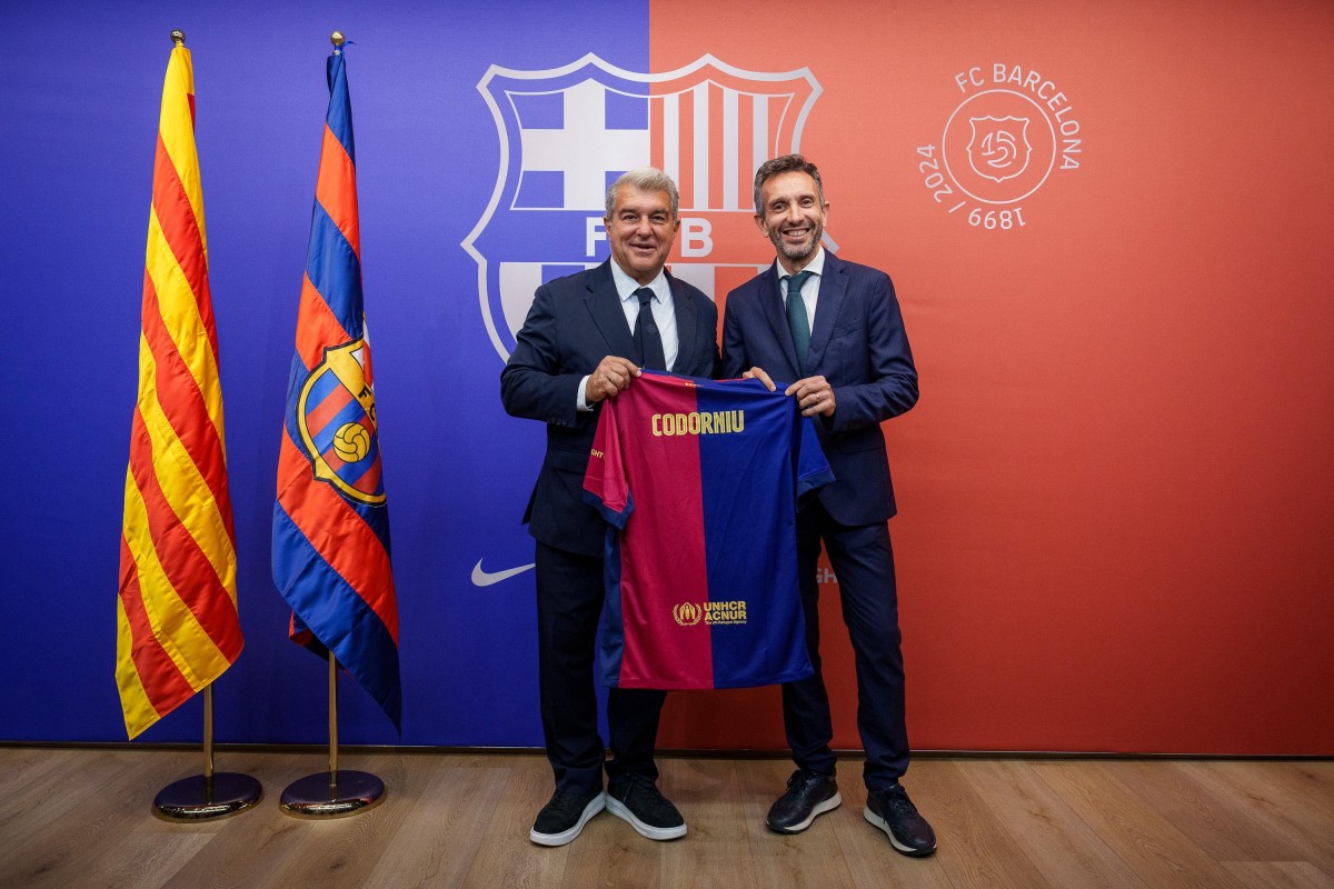 Joan Laporta, president del Barça, amb el CEO de Raventós Codorníu, Sergio Fuster