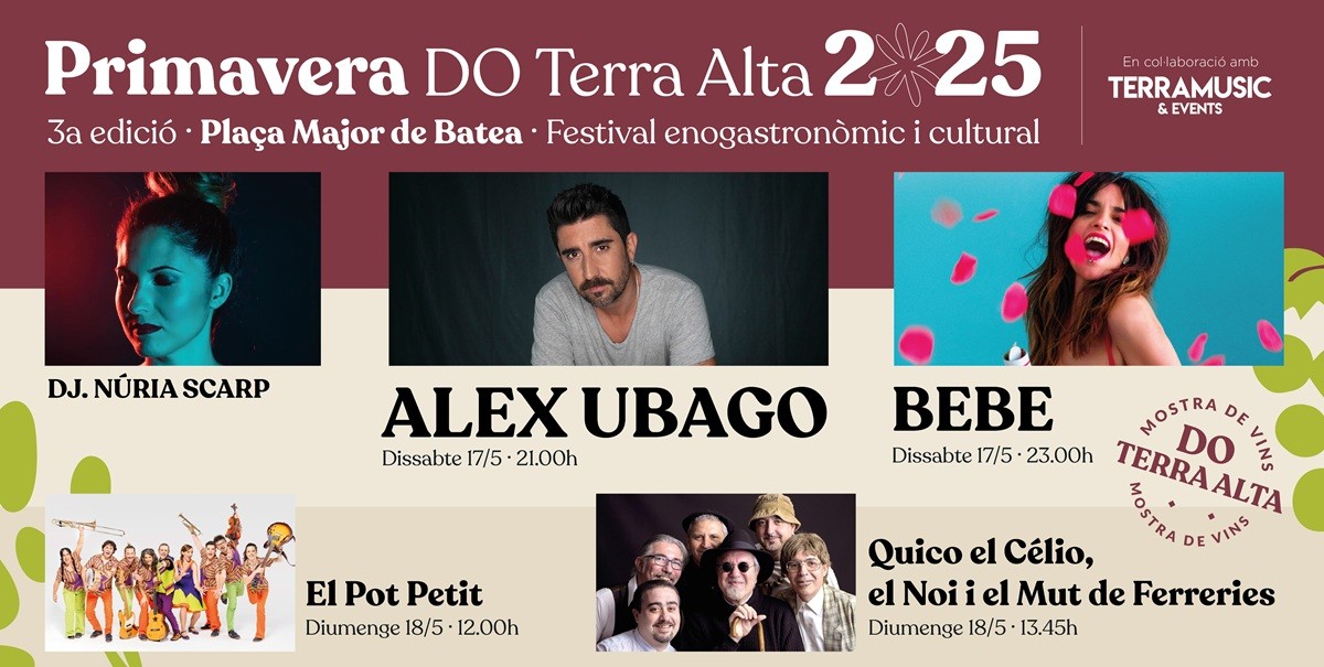 Un cap de setmana intens amb tastos, música, gastronomia i activitats per a tots els públics arreu de la Terra Alta.