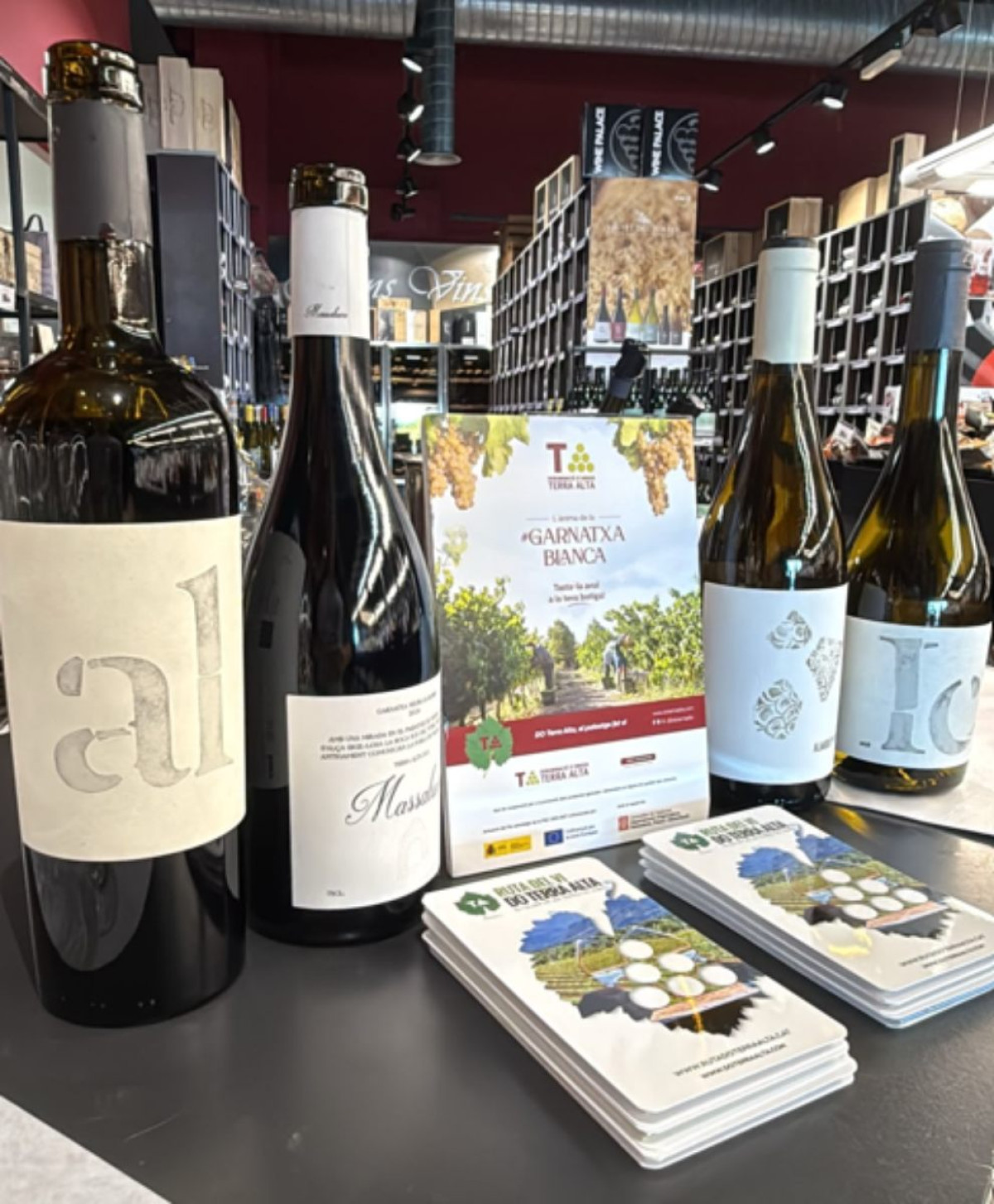 Vins de la DO Terra Alta en una botiga especialitzada.